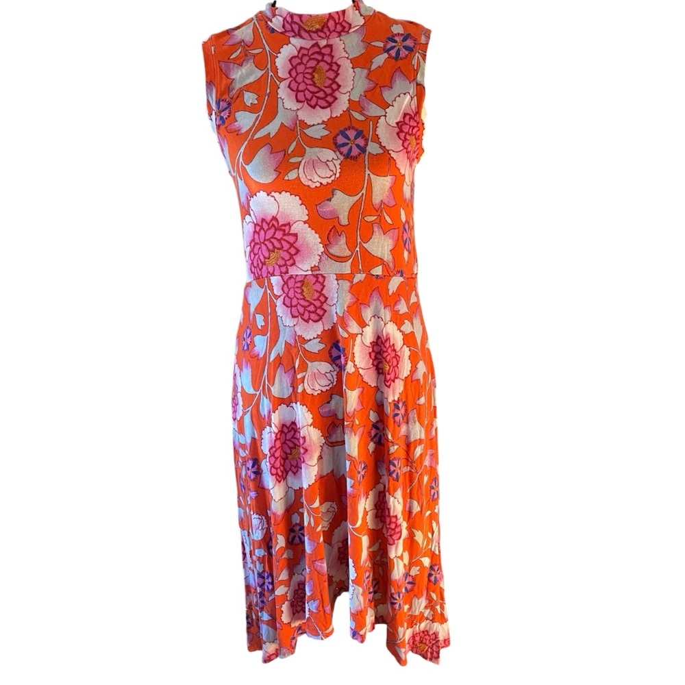 Anthropologie Maeve Floral MIDI Dress Jersey size Medium
